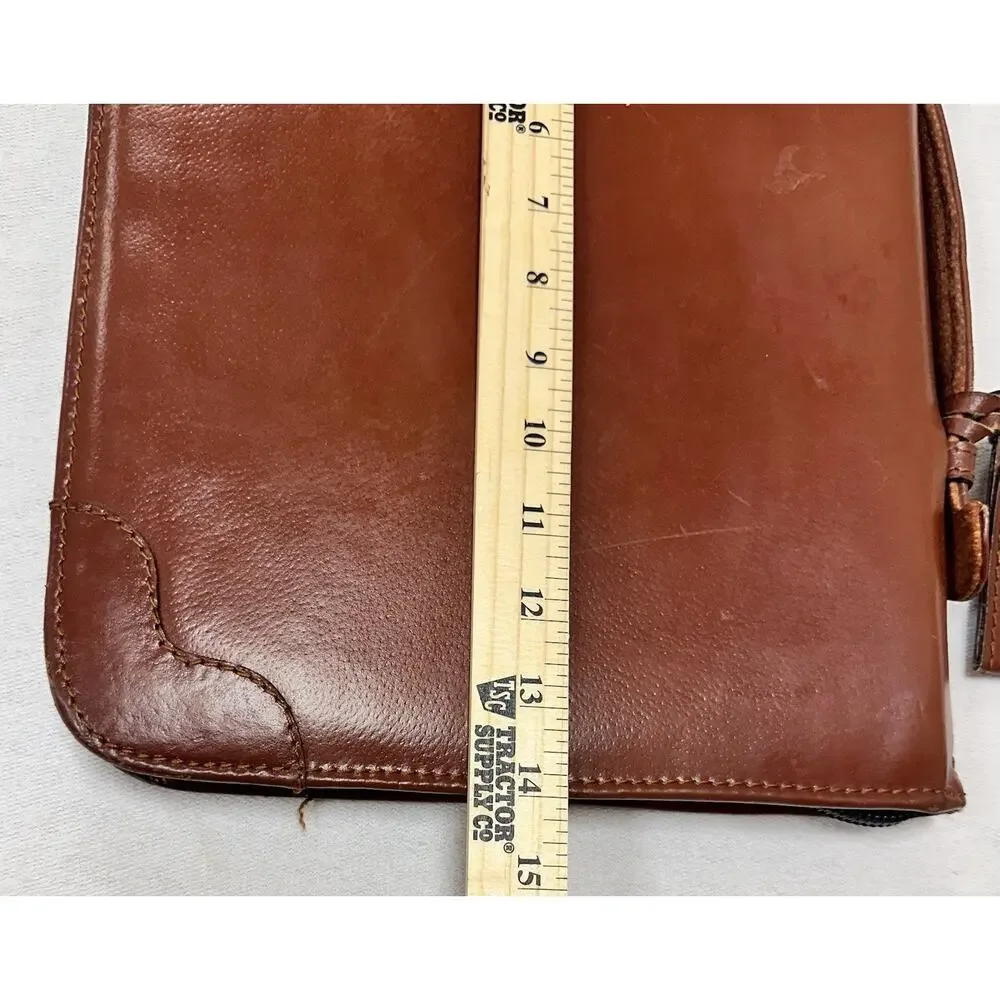 VTG Brown Top Grain Leather Folder Portfolio Document Holder Zip 14” X 11” Zip